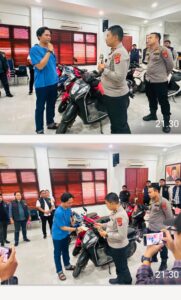 Polres Cilegon Kembalikan Motor Hasil Curanmor ke Korban Saat Press Conference